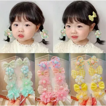 10 Pcs New Girls Flower Bow Cute Hair Clip Set (1 pata)